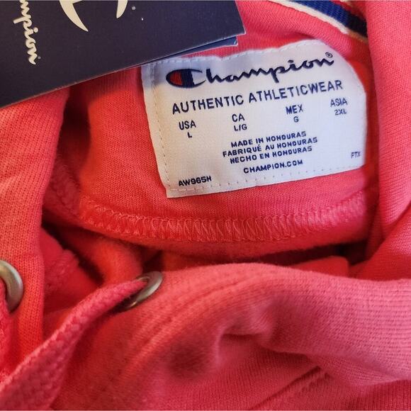 CHAMPION NEW HOODED SWEATERSHIRT WITH MULTI COLOR LETTERING SIZE LARGE - Picture 6 of 6